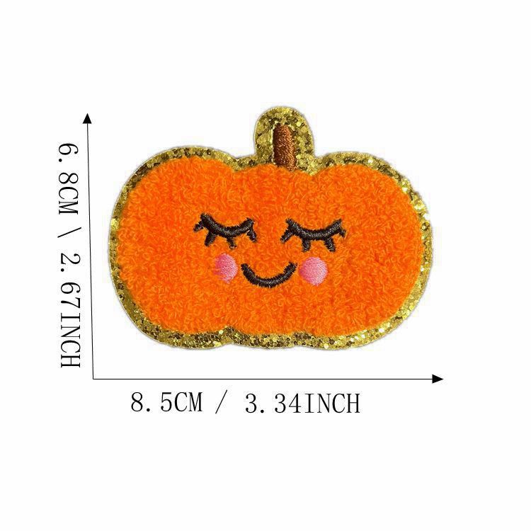 Wholesale Christmas  Gold Edge Chenille Embroidered Patches Self Adhesive Clothing Accessory For Coats Party Craft Supply