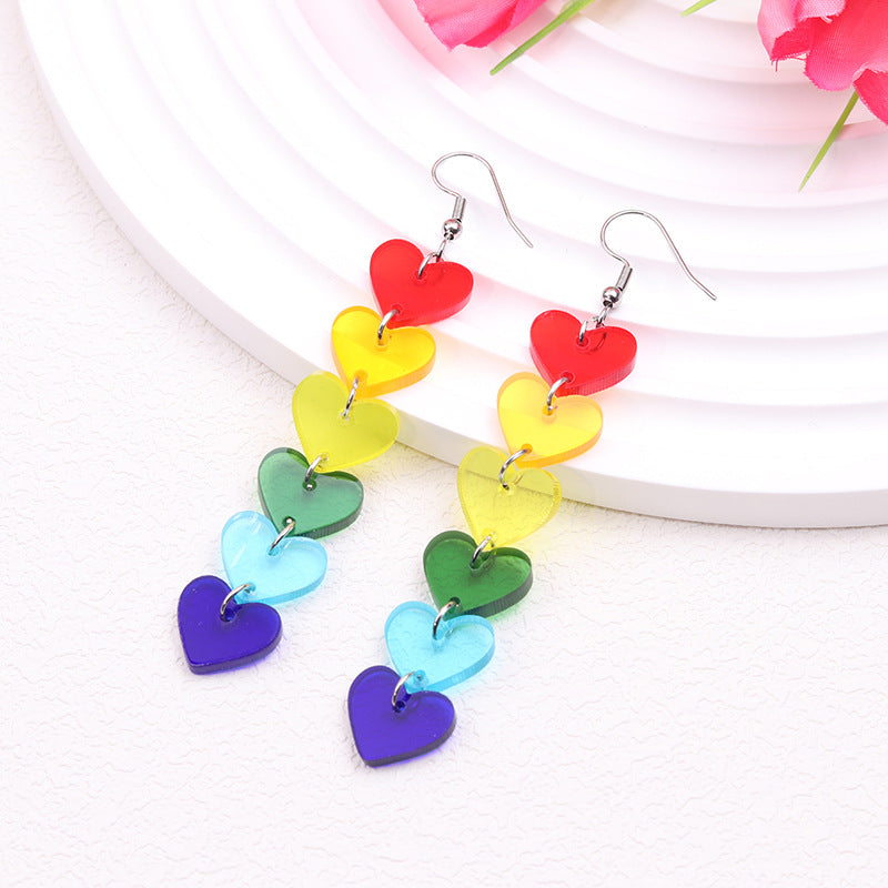Wholesale 2pairs/pack Rainbow Love Series Acrylic Stud Earrings
