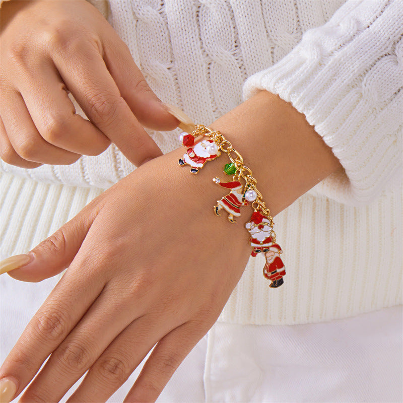 Wholesale Creative Christmas Jewelry  Christmas Tree  Multicolored Candy Pendant  Pearl Paper Card Bracelet