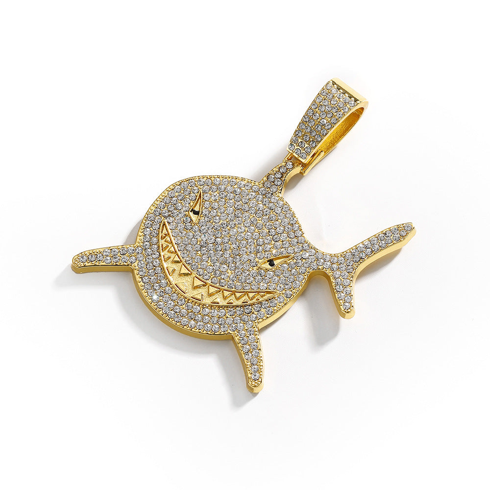 Wholesale Shark Pattern Alloy Pendant Hip Hop Men's Cuban Chain Necklace