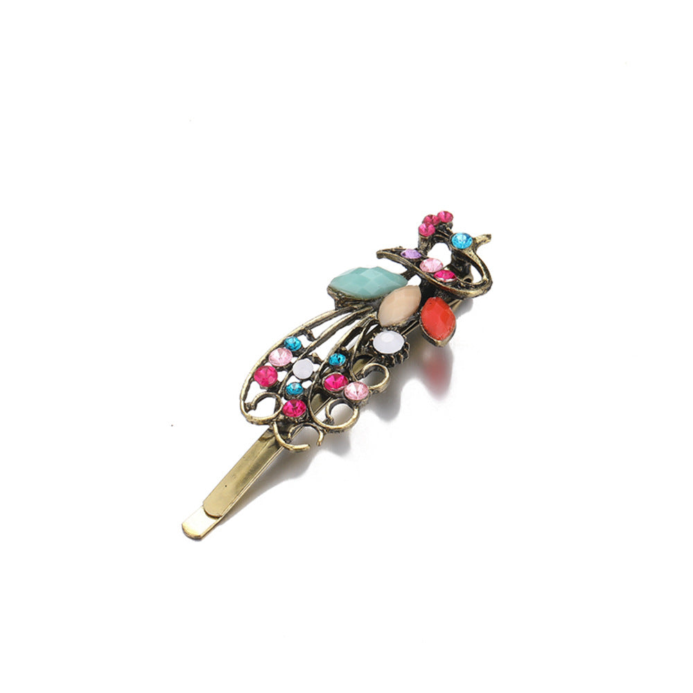 Wholesale Alloy Peacock Colorful Diamond Hair Clip
