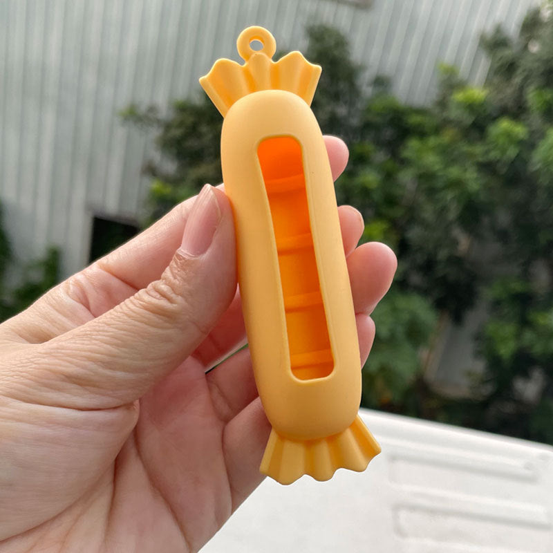 Wholesale Lipstick case silicone protective case bow lipstick bag keychain