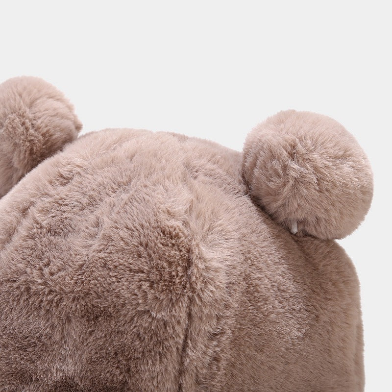 Wholesale Leopard Print Double Hair Pom Thick Plush Bucket Hat