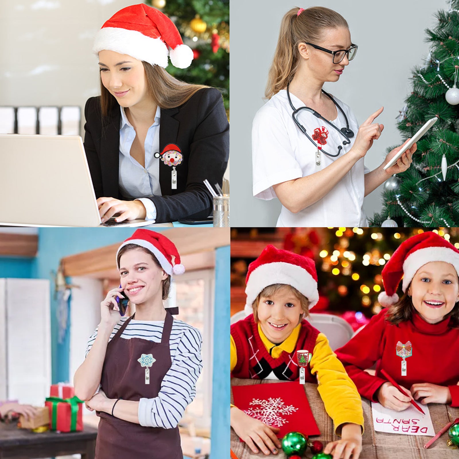 Wholesale Christmas series easy-pull retractable rotating keychain