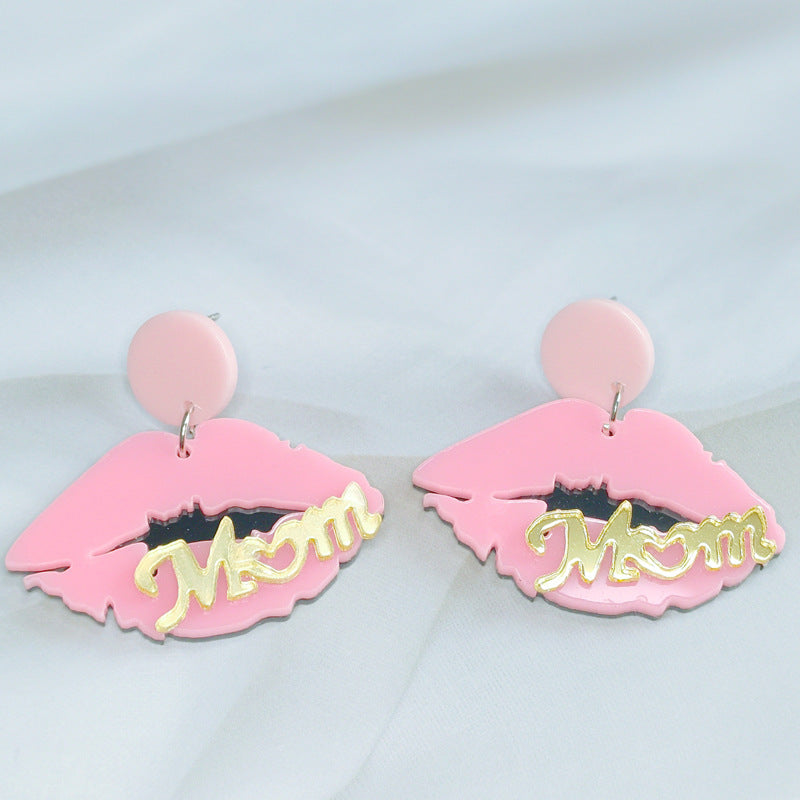 Wholesale Mother's Day MAMA Acrylic Lip Earrings