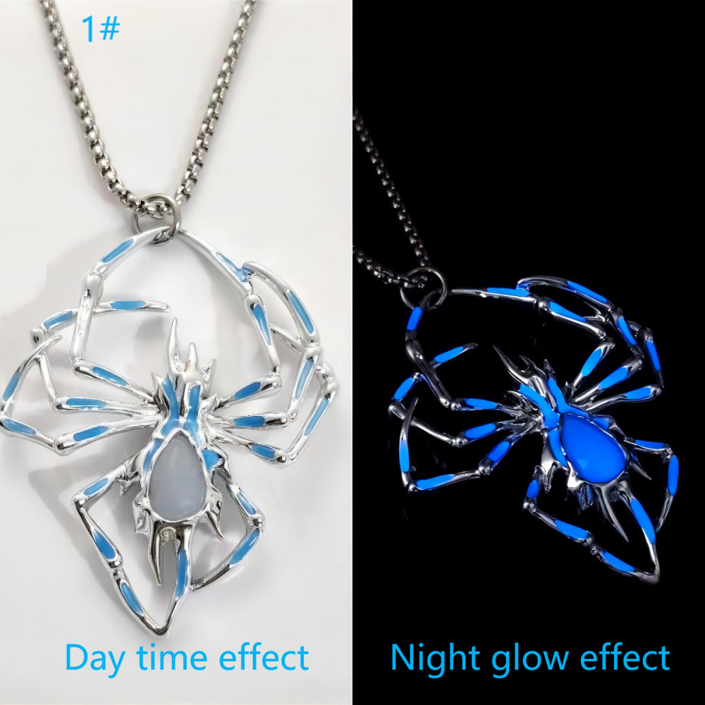 Wholesale Halloween three-dimensional luminous spider necklace