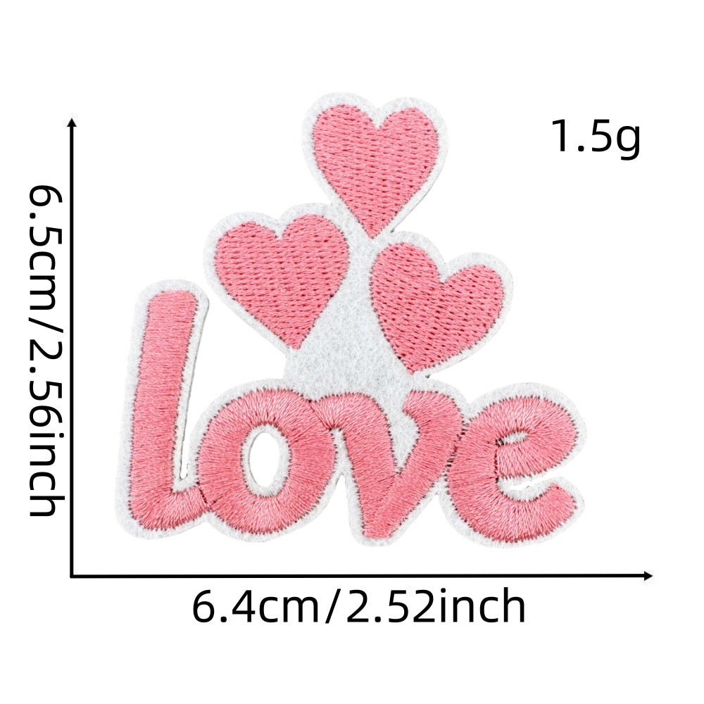 Wholesale Embroidered Iron On Patch Pink Valentine Hearts Cute Bear Design Wedding Scrapbook Decor Fashion DIY Accessory