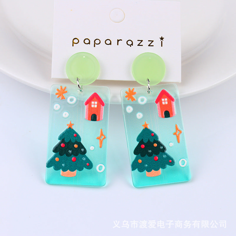 Wholesale Christmas Santa Claus Snowman House Acrylic Earrings