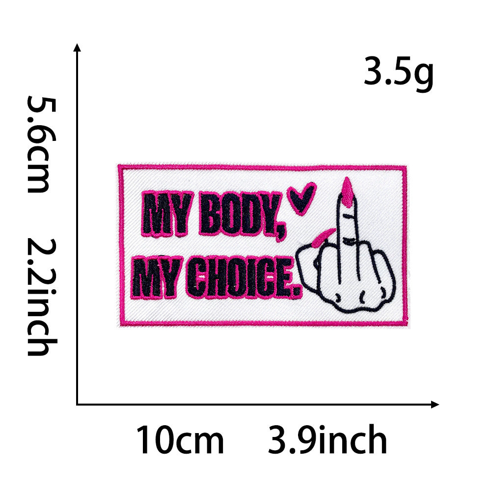 Wholesale Pink English Letter Gold Plaid Polyester Iron On Embroidered Patch DIY Craft Supply For Coat Decoration