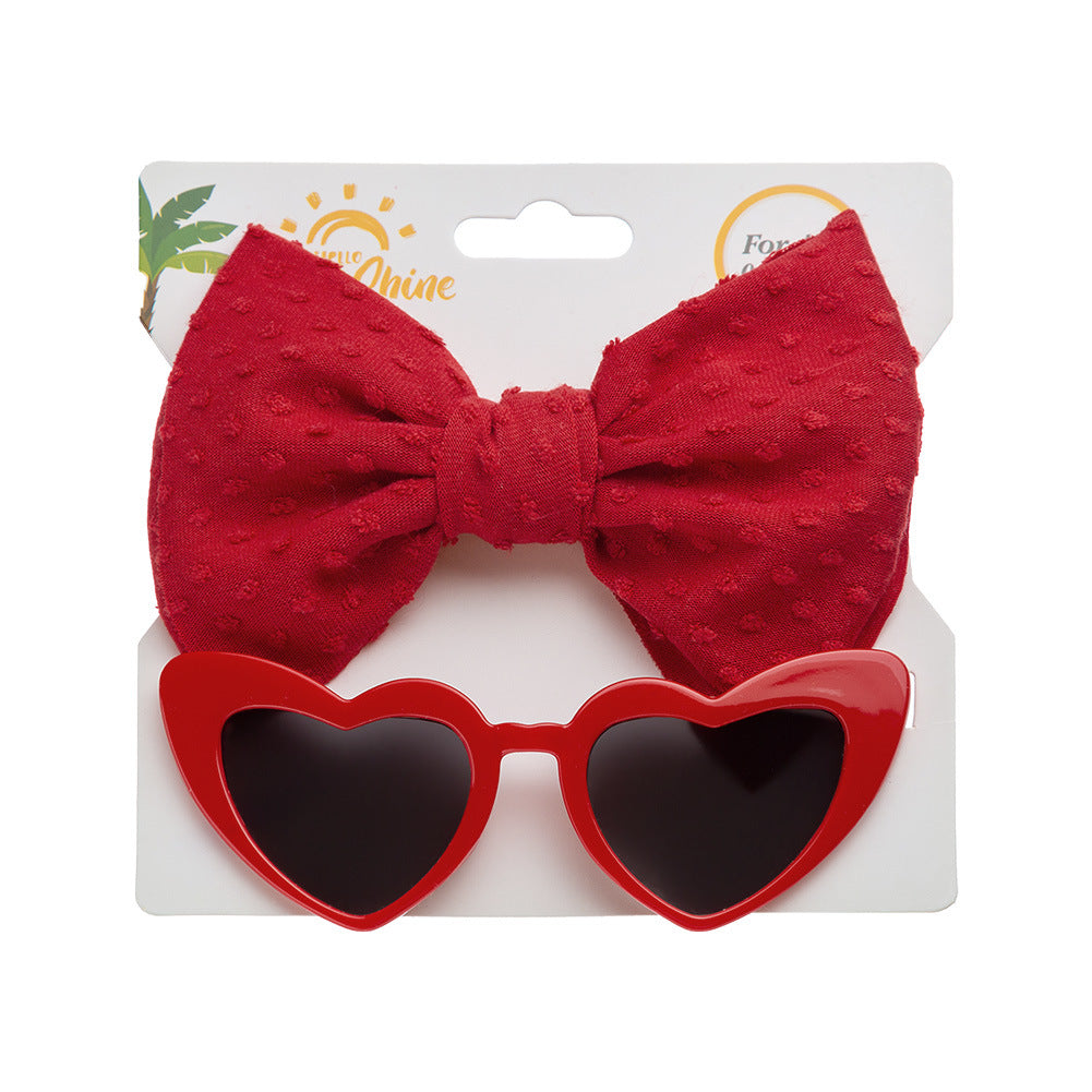 Wholesale Kids Heart Sunglasses Fabric Headband Set