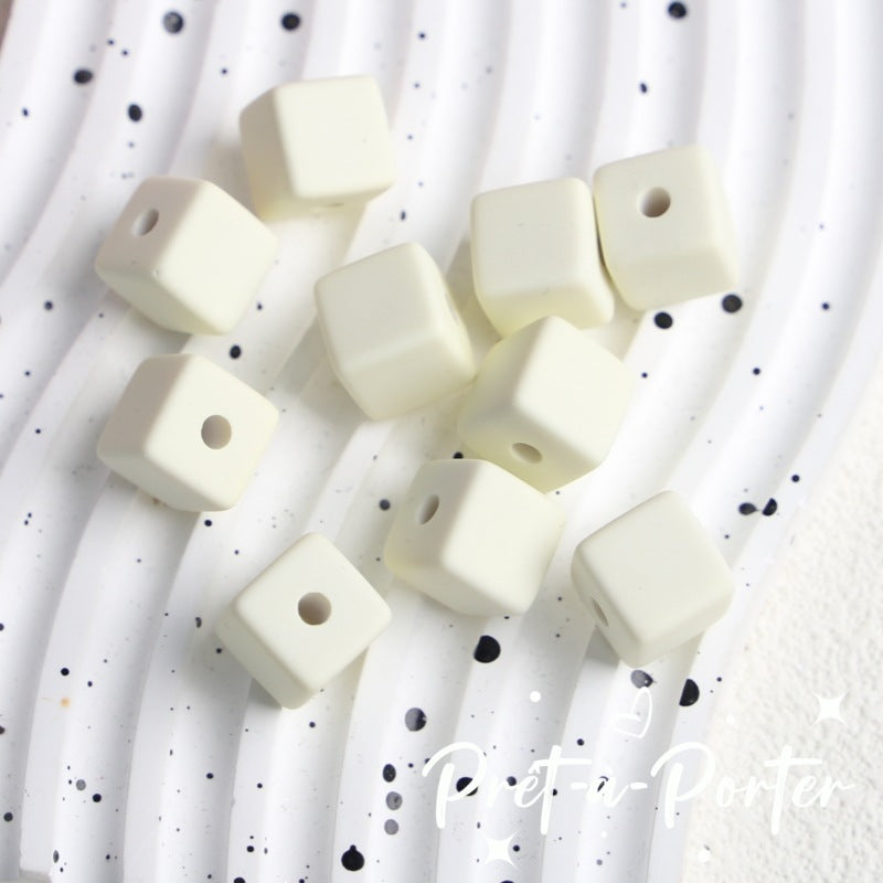 Wholesale 10pcs DIY Square Rubber Beads Macaron Color Square Beads