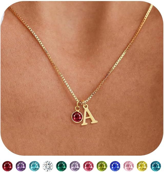 Wholesale New Women's Initial Birthstone Necklace 14K Gold-plated Letter Simple All-match Clavicle Chain