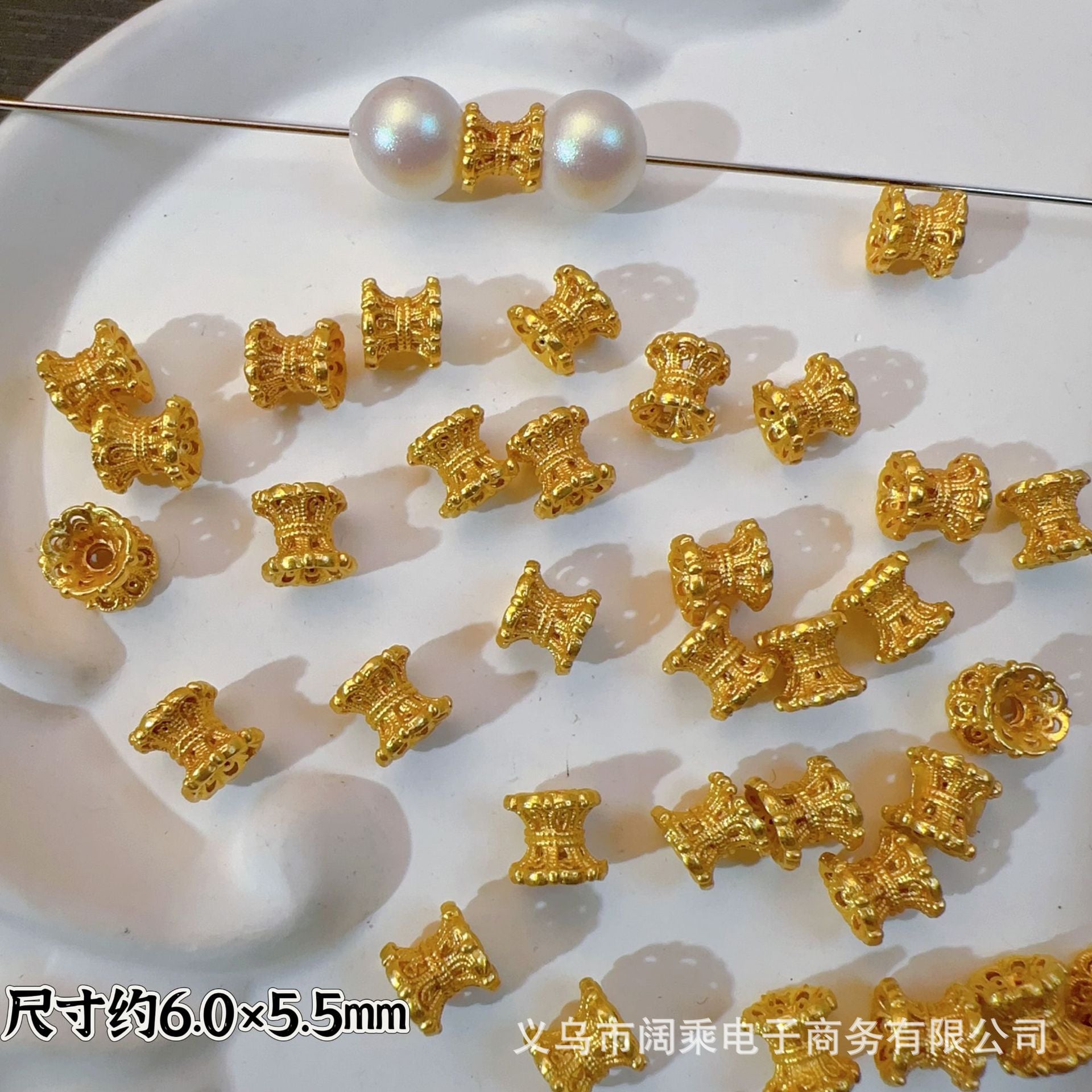 Wholesale 20pcs Ancient-plated hollowed-out small waisted golden double-sided torus spacer Beads