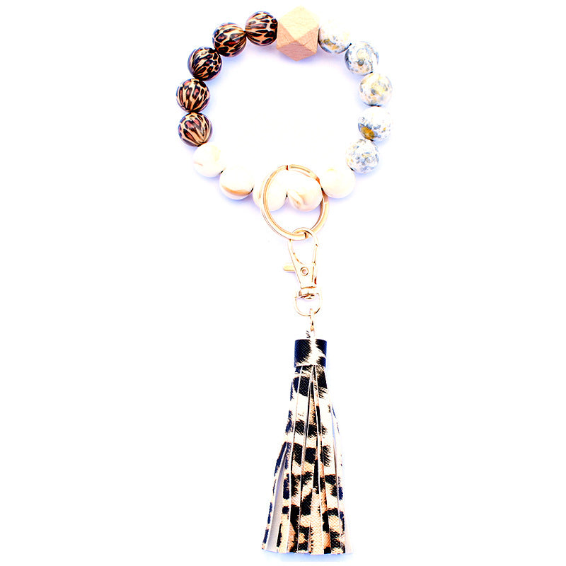 Wholesale Acrylic Beads Wooden Beads PU Tassel Bracelet Keychain