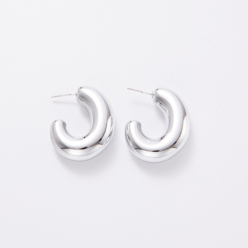 Wholesale C-shaped Electroplating Simple Plain Ring Acrylic Earrings