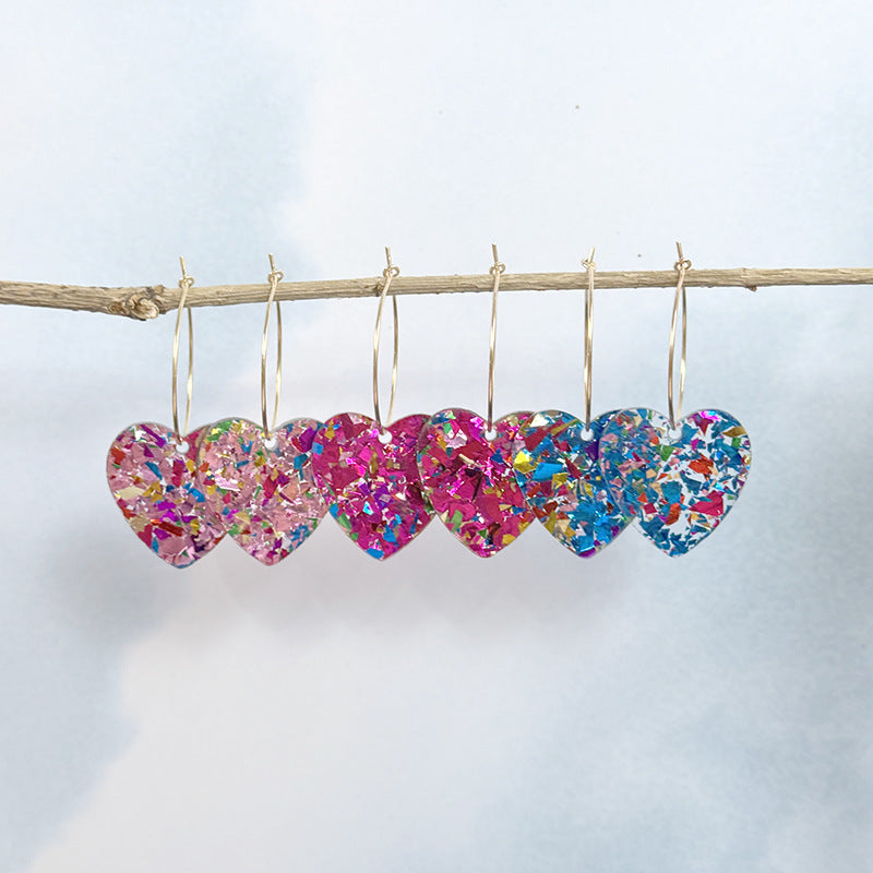 Wholesale Cross-border AliExpress New Romantic Sequins Transparent Love Earrings Niche Design Valentine's Day Series Earrings