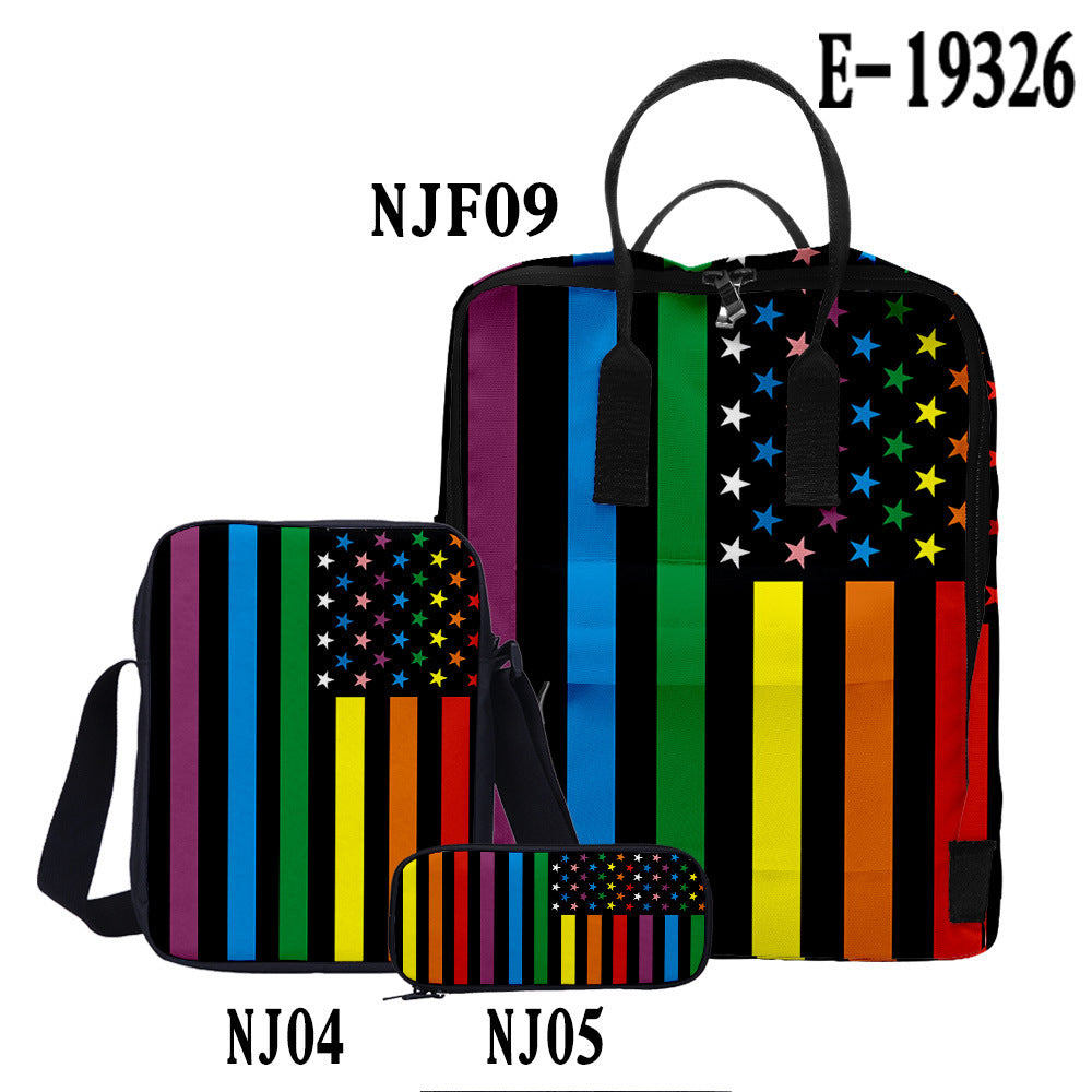 Wholesale Oxford Cloth LGBT Backpack Three-piece Set