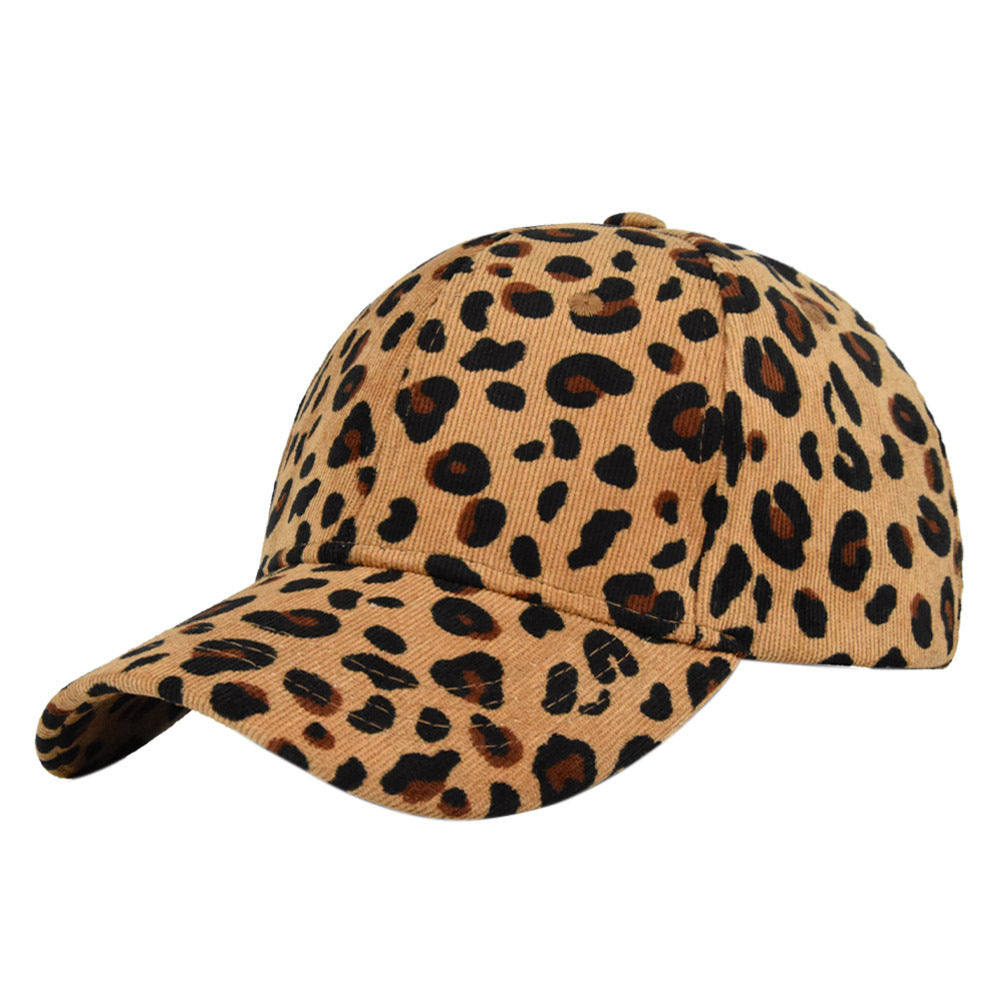Wholesale Leopard Print Curved Brim Fashion Corduroy Spring and Autumn Warm Sunshade Youth Sports Hat