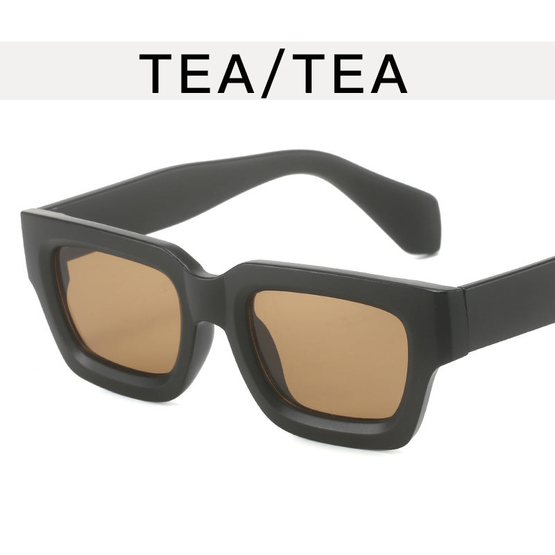 Wholesale Small Square Frame Concave Wide Leg PC Sunglasses