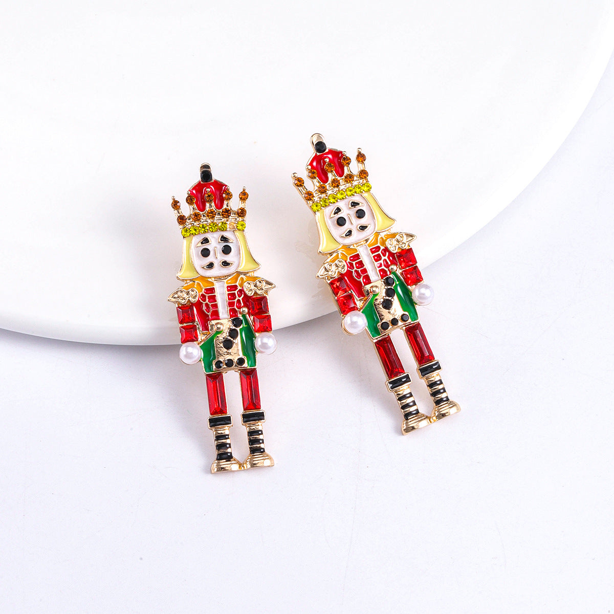 Wholesale Zinc Alloy Cartoon Red Soldier Drop Oil Earrings