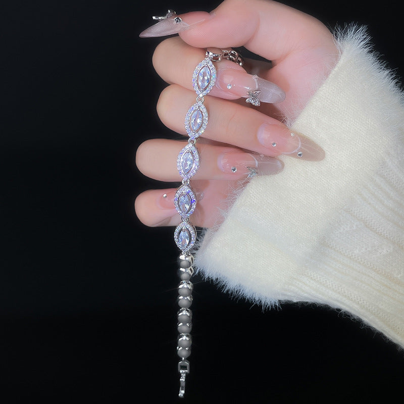 Wholesale Colored oval zircon diamond encrusted bracelet