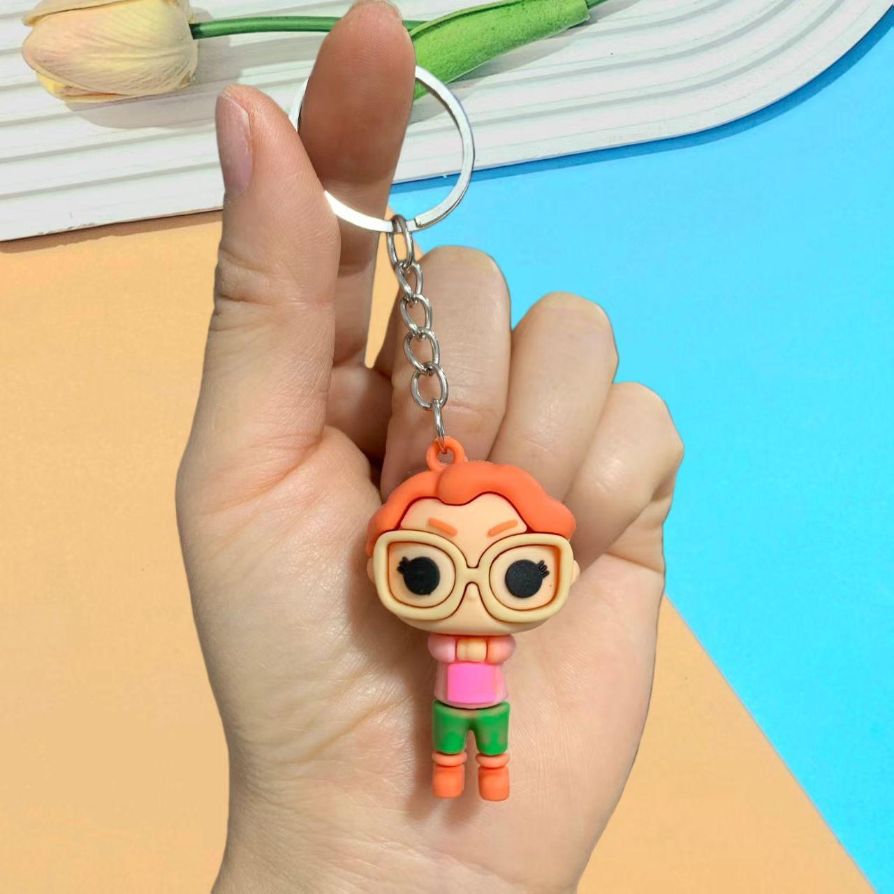 Wholesale Colorful cartoon flowers Keychains