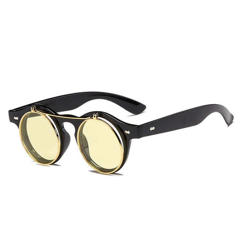 Wholesale Double Flip Round Retro Sunglasses