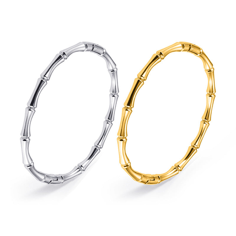 Wholesale Simple and Elegant Style Gold Bamboo Solid Stainless Steel Bracelet