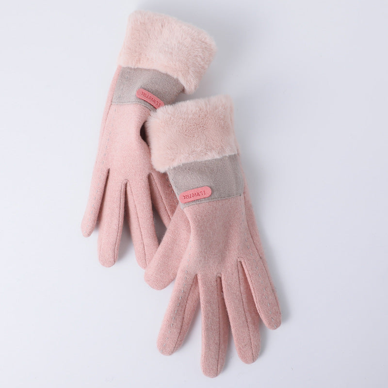 Wholesale Winter Cashmere Thickened Windproof and Warm Touch Screen Cycling Wool Gloves
