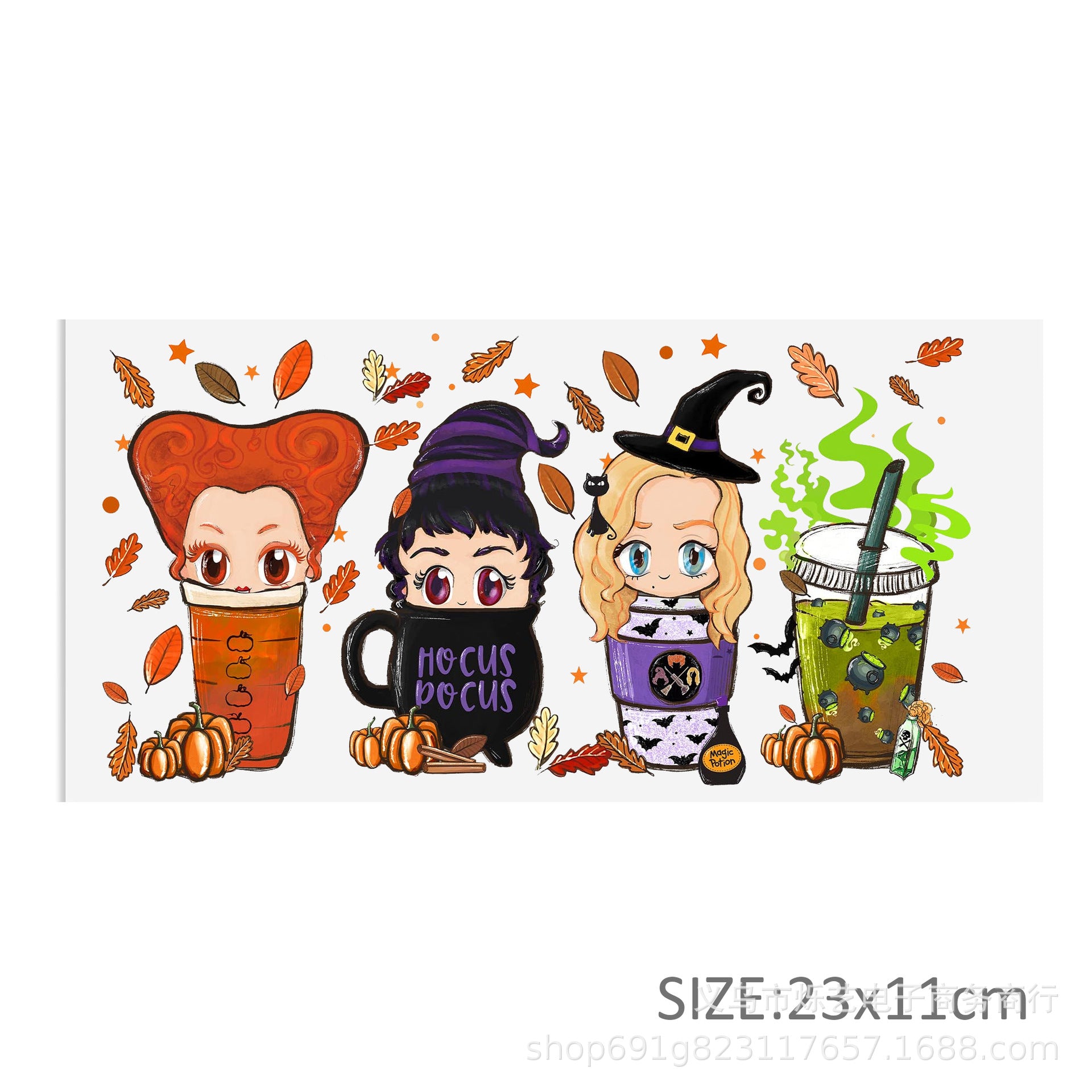 Wholesale Witch cartoon characters 16oz Cup UV DTF Wraps