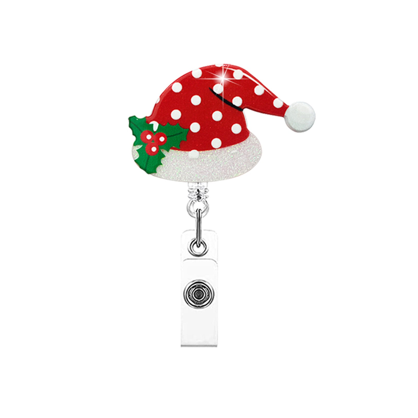 Wholesale Christmas Santa Claus Sparkling Pink Snowman Elk Flower Ring Acrylic Emblem Scroll Retractable Keychain