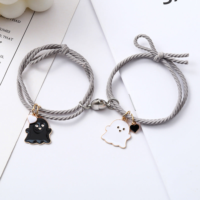 Wholesale Black and white ghost couple love magnet bracelet