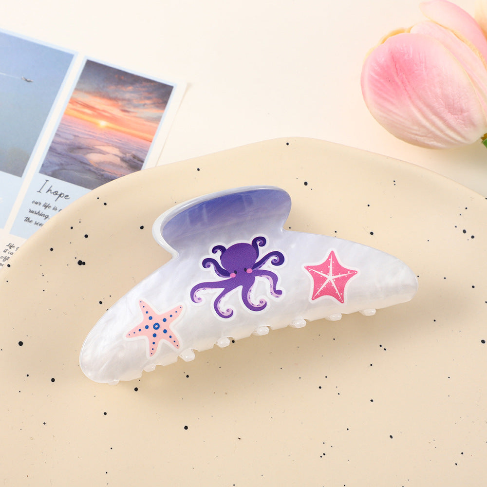 Wholesale Acetate Colorful Printed Large Claw Clip For Women Trendy Hair Accessory For Everyday Styling