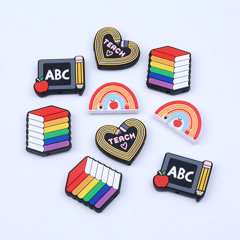 Wholesale 20PCS Rainbow Pencil Blackboard DIY Silicone Beads