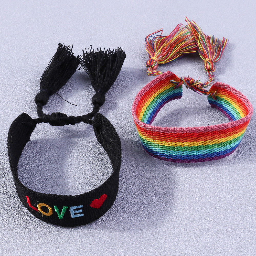 Brazalete de cuerda multicolor de Tassel de cinco lados de doble cara al por mayor