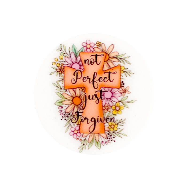 Wholesale 10pcs Colorful cartoon circular print  Focal Beads