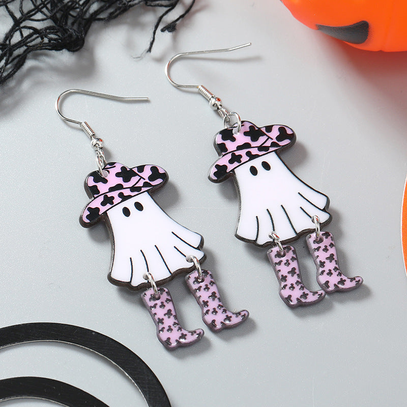 Wholesale Halloween Funny Mushroom Ghost Festival Retro Acrylic Earrings
