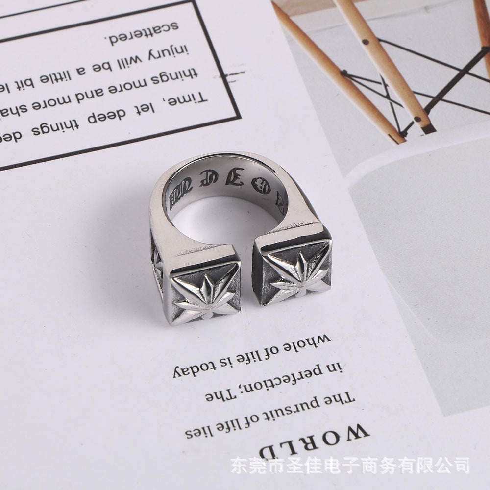 Wholesale Punk Retro Double Pozidriv Titanium Steel Ring