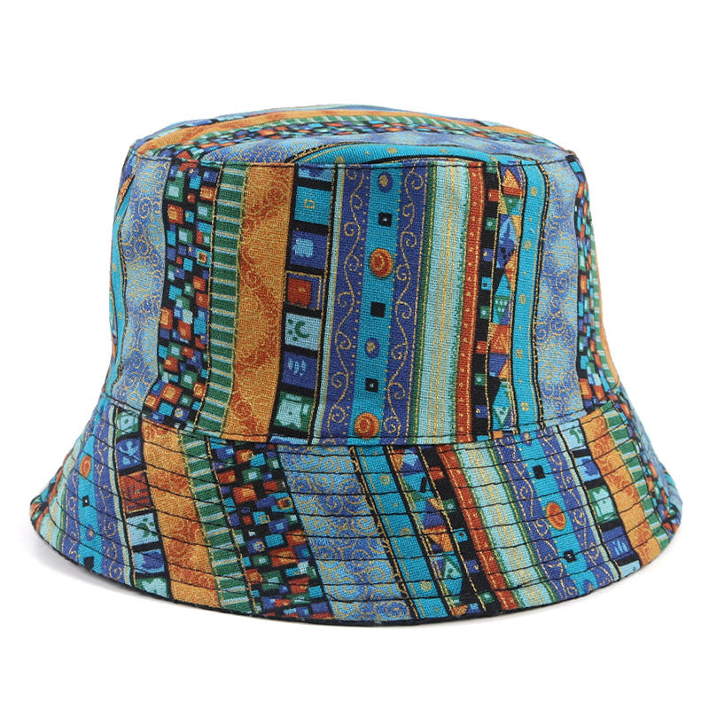 Wholesale Cotton Vintage Ethnic Style Reversible Printed Bucket Hat