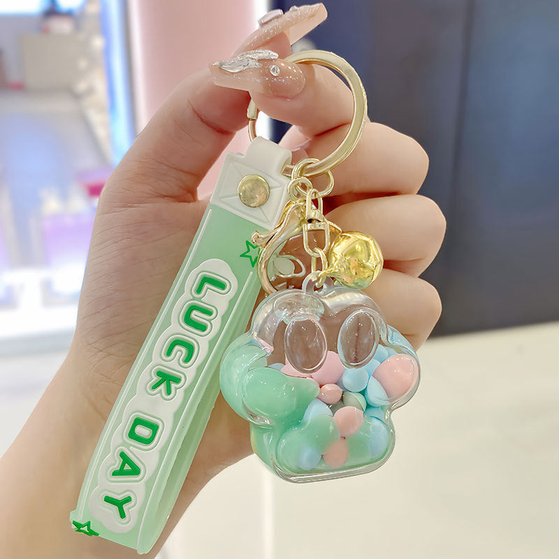 Wholesale Acrylic Liquid Sand Cat Paw Keychain