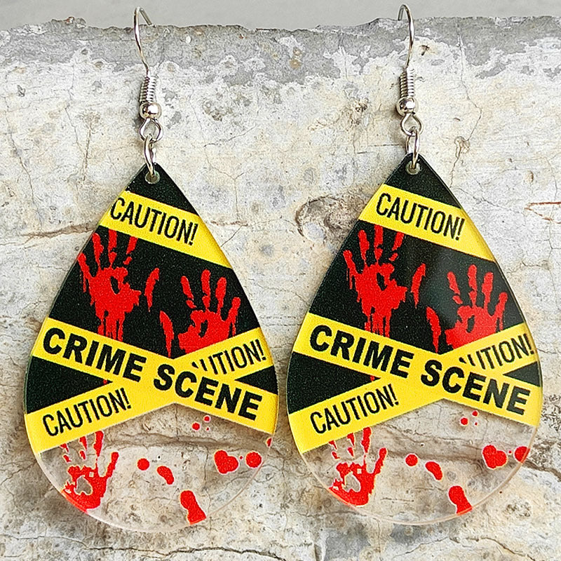 Wholesale 2 Pair/Pack Horror Halloween Blood Fingerprint Handprint Transparent Acrylic Earrings