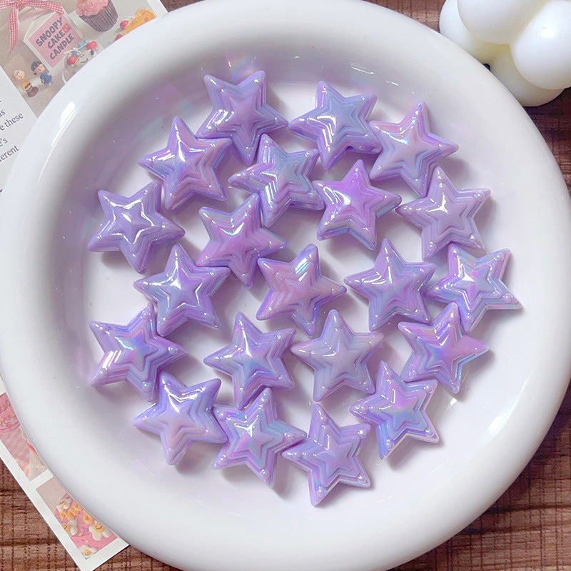 Wholesale 10pcs Color-plated UV Five-pointed Star  Acrylic Beads