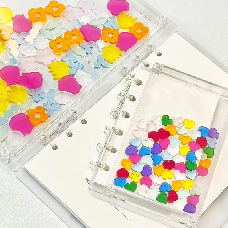 Wholesale Diy Transparent visual notebook  acrylic quicksand loose-leaf book a5 notebook 6 hole