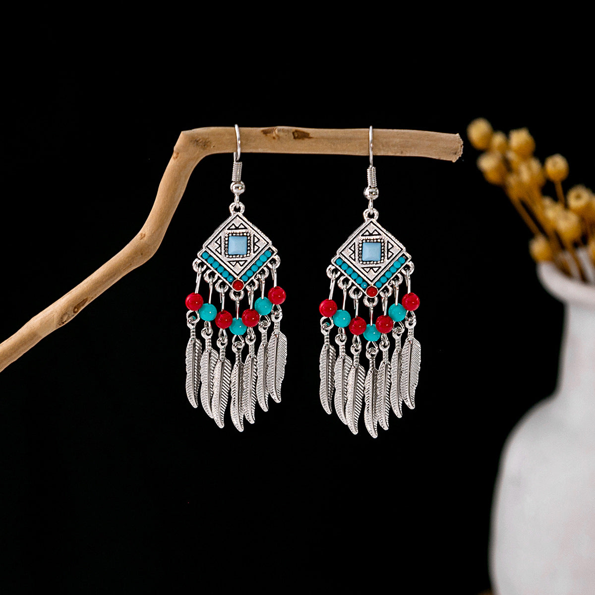 Wholesale Vintage Bohemian Tassel Turquoise Earrings