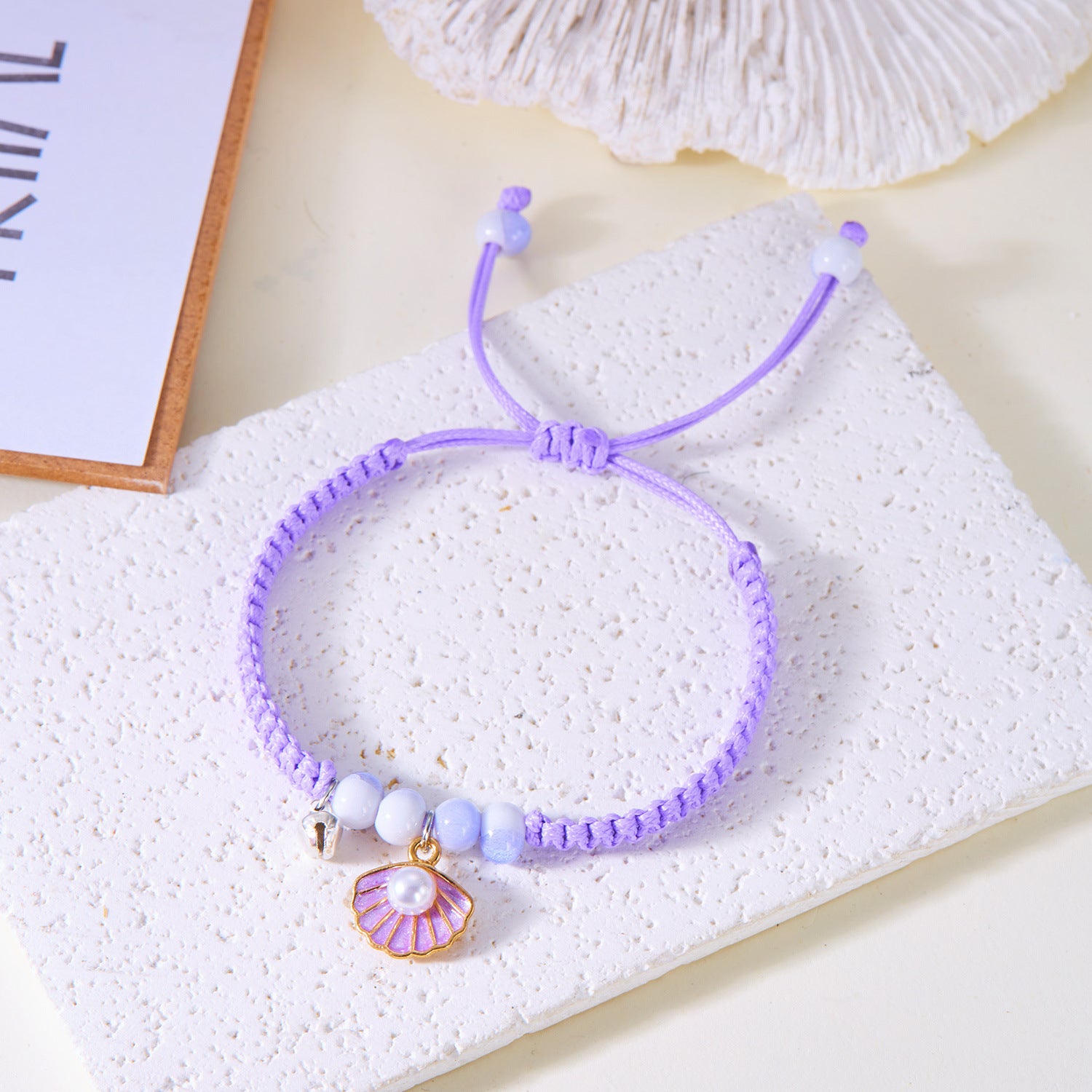 Wholesale Oil-Dripping Starfish Ceramic Bead Bell Braided Bracelet