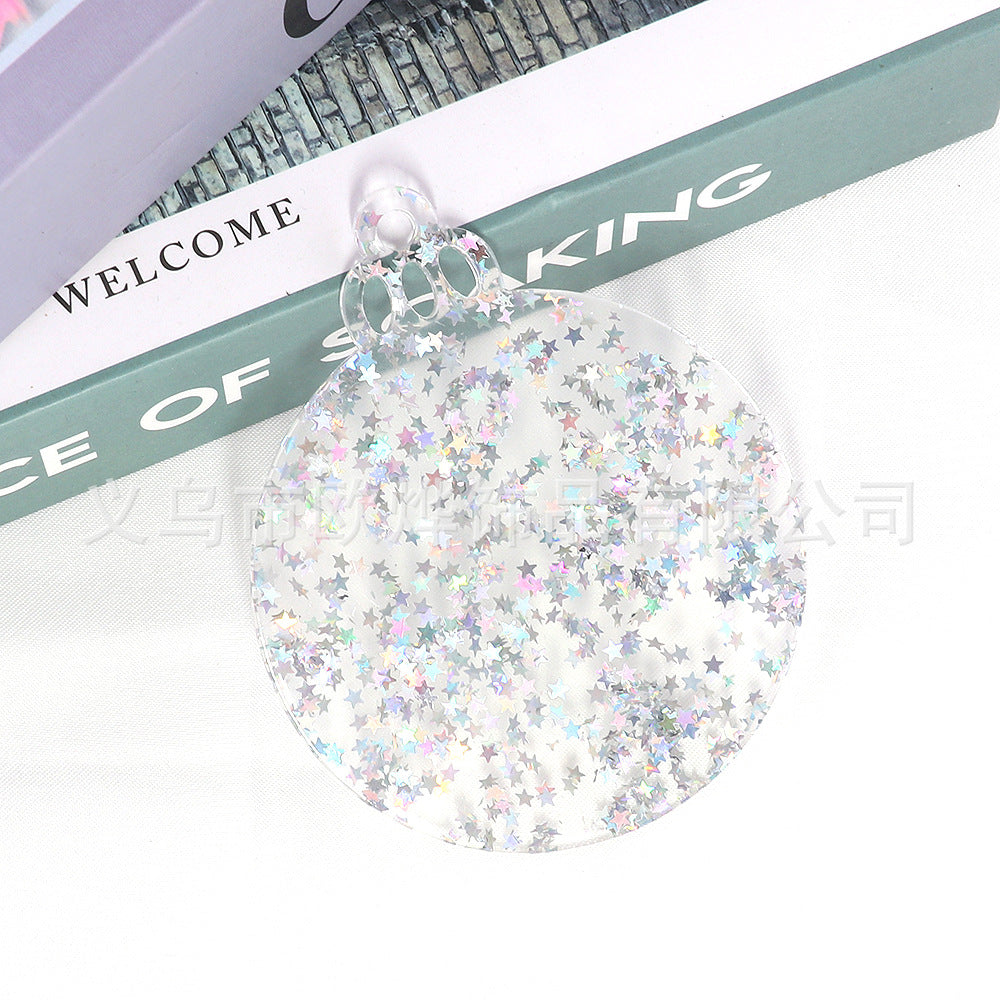 Wholesale 10pcs Glitter Acrylic Christmas Pendant Decoration DIY Glitter Craft Hanging Ornament Patch