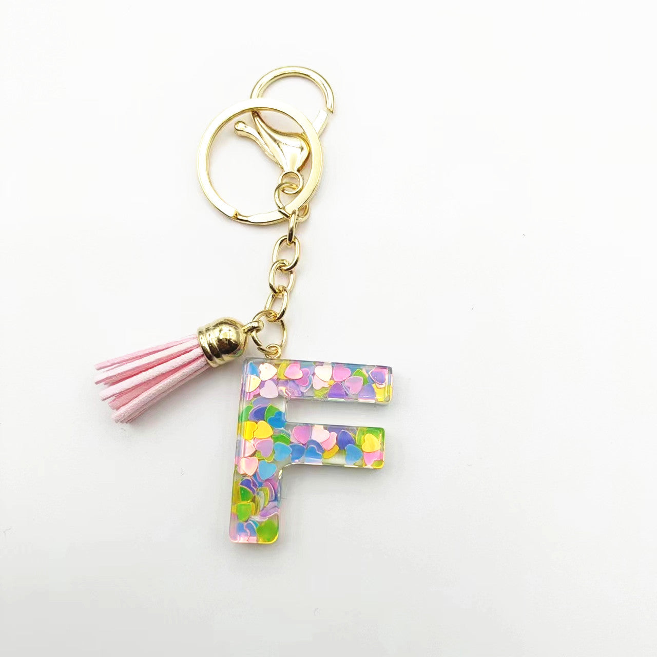 Llavero de letra acrílica de resina de barril de Tassel