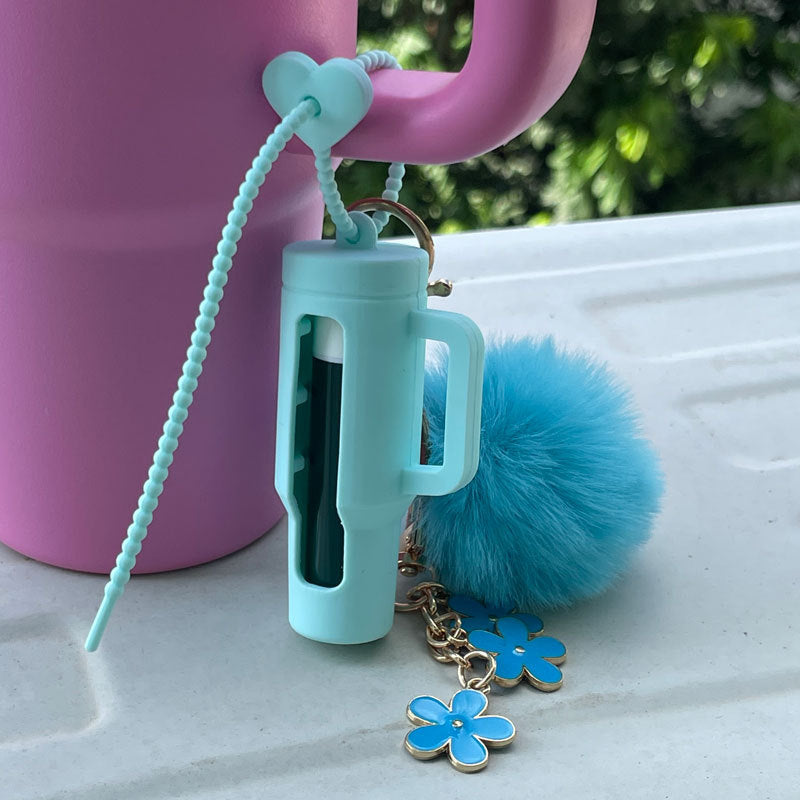 Wholesale Lipstick case silicone protective case bow lipstick bag keychain