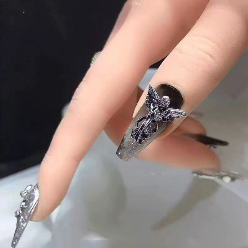 Wholesale Ancient Silver Alloy Angel Skull Nail Art Charms For  Dark Retro Style
