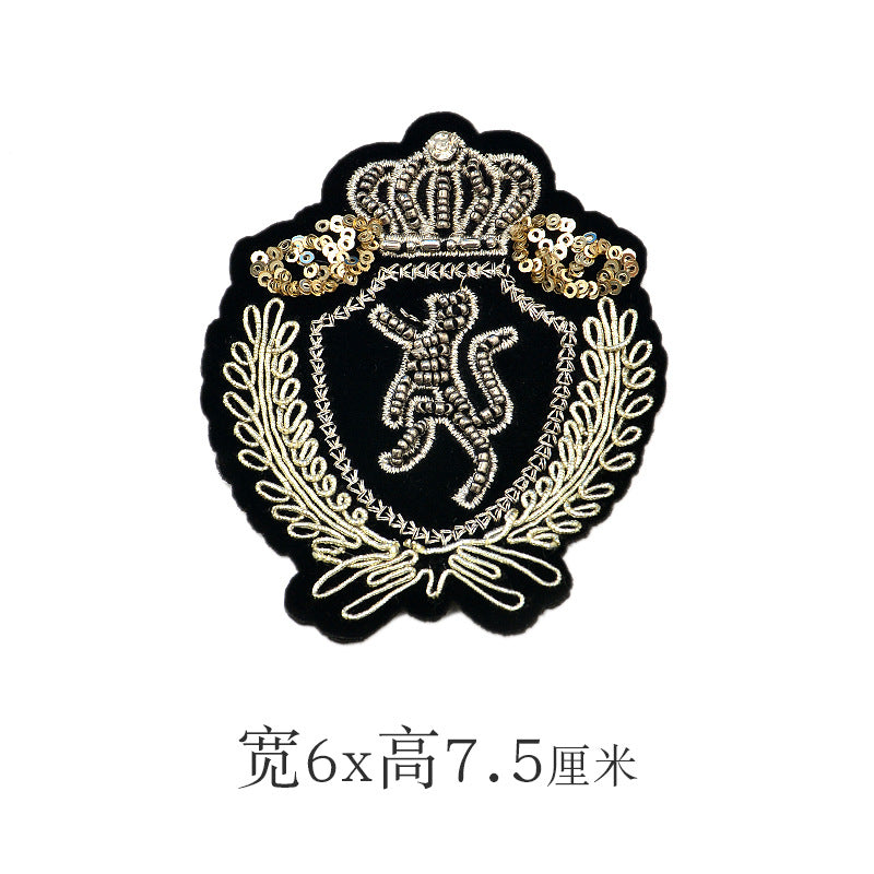 Wholesale Stylish Western College Embroidered Patches With Silver Bee And Lion Designs Acrylic Badges For Suits And School Uniforms